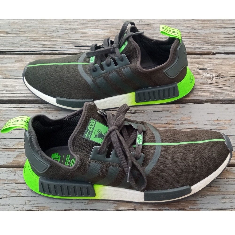Adidas NMD R1 Star Wars Yoda Mens 13 Shoes Legend Earth Solar Green Neon FW3935